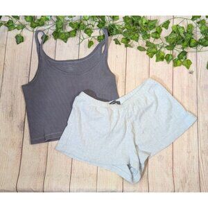 BRANDY MELVILLE BUNDLE LOT Ribbed Tank Sleep Eyelet Shorts Blue Size XS/S